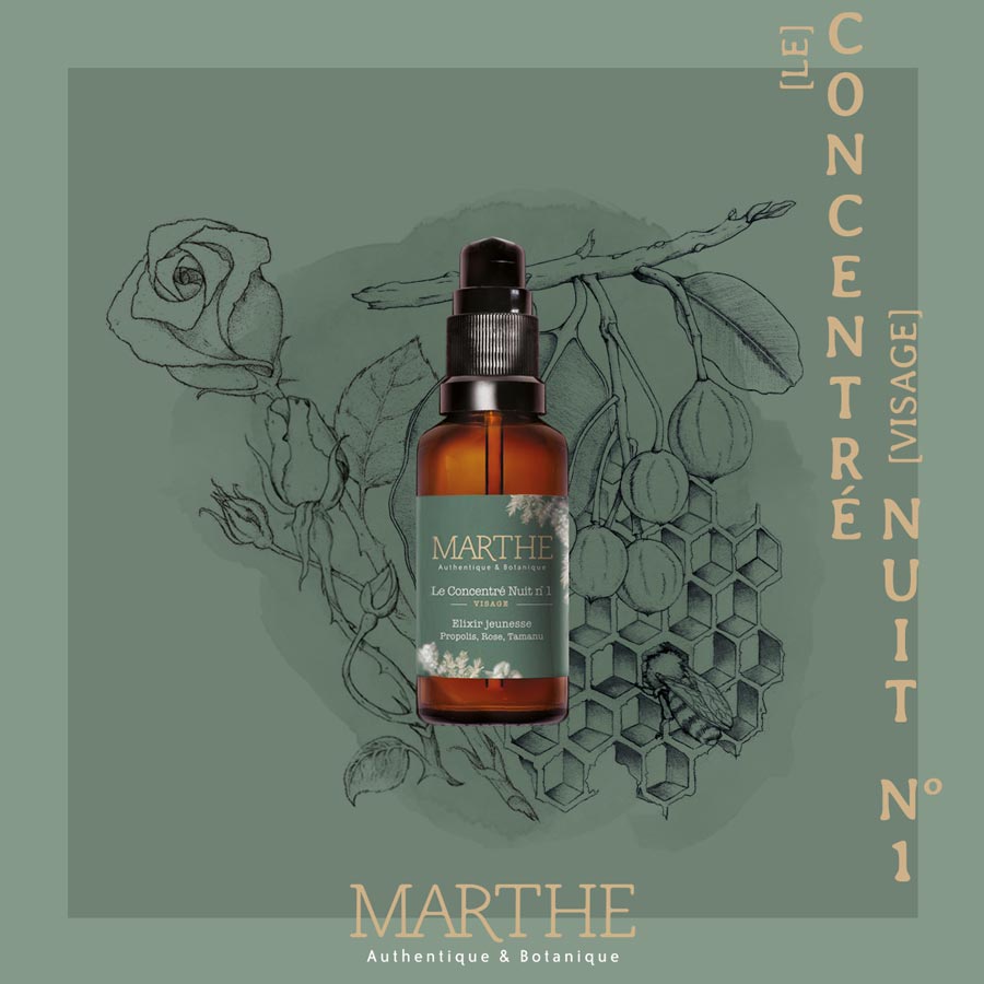 produit cosmétique avec rose propolis et tamanu